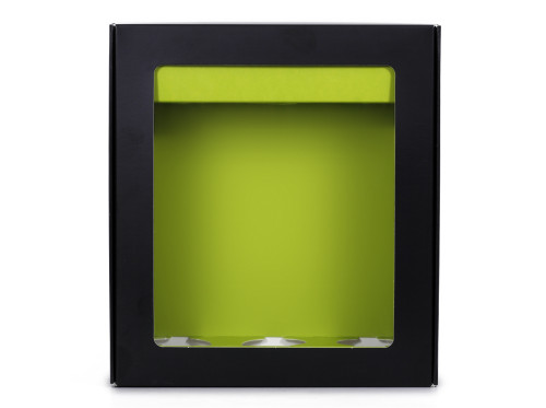 Ajándékdoboz fekete ablakos – 100 ml / 3 üveges (üres)