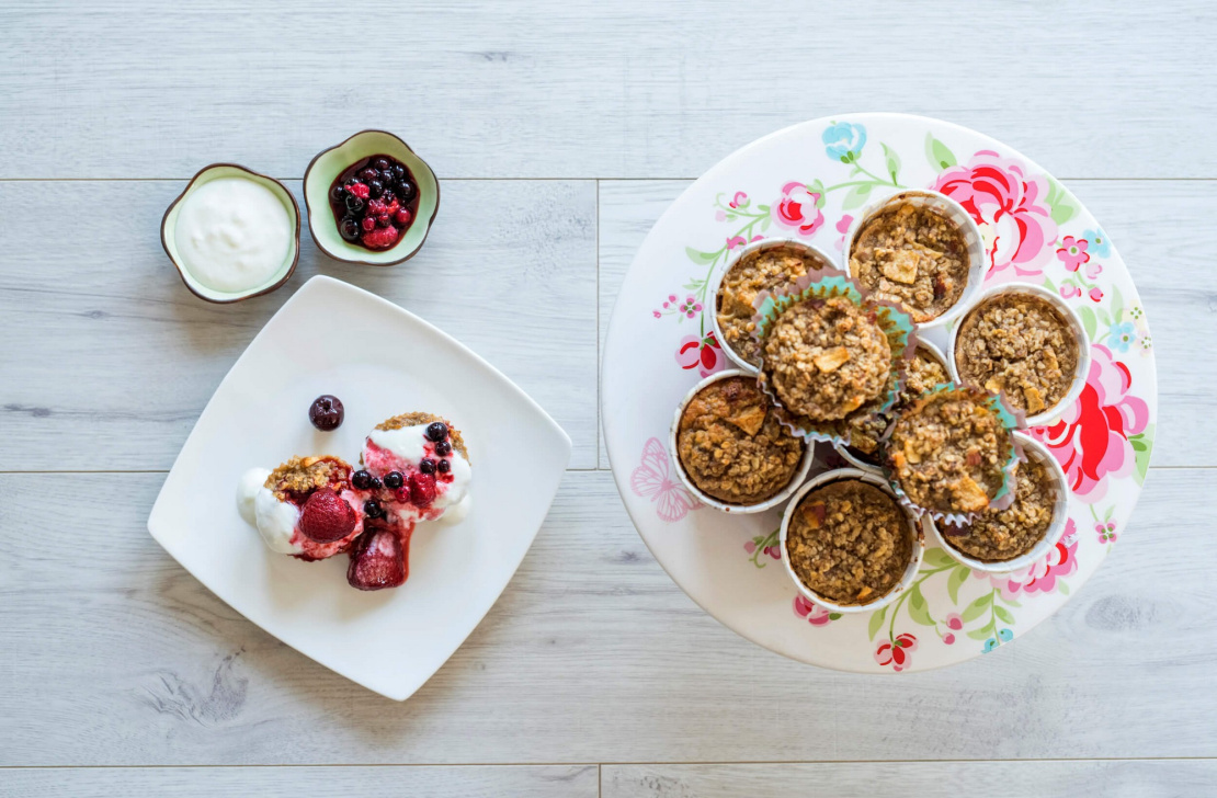 Gyümölcsös, zabpelyhes muffin recept